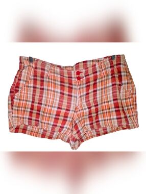 it's Plaid Cotton Shorts Size 18 Orange/Red EUC